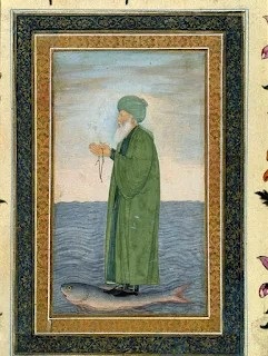 In the heart of Sindh’s riverine landscape, there exists a figure steeped in the lore of both Islam and Hinduism. He is known by many names: Khawaja Khizr, Jind Pir, and Zinda Pir, each a testament to his enduring presence. Envision an aged man, his white beard flowing like the river itself, garbed in the verdant hues of traditional Islamic dress. He stands, a picture of tranquility, upon a grand fish that glides across the Indus River’s surface. This Sufi elder, a sage of profound wisdom, seems to traverse the waters with a grace that belies his years. His journey across the Indus is not merely physical but symbolic, bridging the spiritual divide between cultures and beliefs. He is a living embodiment of the river’s life-giving force, revered by many as a guardian of the faithful and a beacon of unity. In the heart of Sindh’s riverine landscape, there exists a figure steeped in the lore of both Islam and Hinduism. He is known by many names: Khawaja Khizr, Jind Pir, and Zinda Pir, each a testament to his enduring presence. Envision an aged man, his white beard flowing like the river itself, garbed in the verdant hues of traditional Islamic dress. He stands, a picture of tranquility, upon a grand fish that glides across the Indus River’s surface. This Sufi elder, a sage of profound wisdom, seems to traverse the waters with a grace that belies his years. His journey across the Indus is not merely physical but symbolic, bridging the spiritual divide between cultures and beliefs. He is a living embodiment of the river’s life-giving force, revered by many as a guardian of the faithful and a beacon of unity.