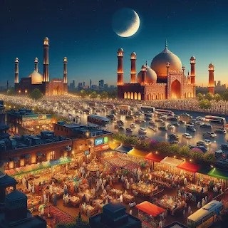 Ramazan Nights: Lahore’s Luminous Legacy Pakistan Muslim cities vibrant nightlife after Iftar with markets, restaurants, rooftop eateries offering Ramazan deals, iconic Pakistani city landmarks, the Badshahi Mosque in Lahore