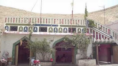 Entrance to the Kalka Devi Temple cave in the Kalka hills near Rohri, Sukkur