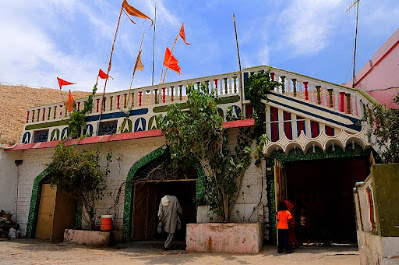 Entrance to the Kalka Devi Temple cave in the Kalka hills near Rohri, Sukkur