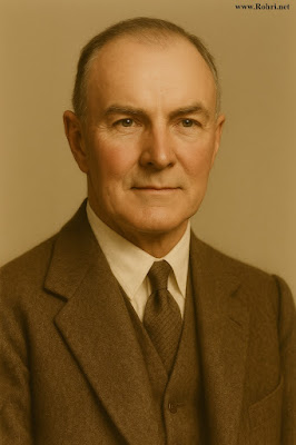 Portrait of Arnold Albert Musto, the architect who designed Sukkur Barrage, constructed between 1923 and 1932, transforming Sindh’s irrigation and agriculture.