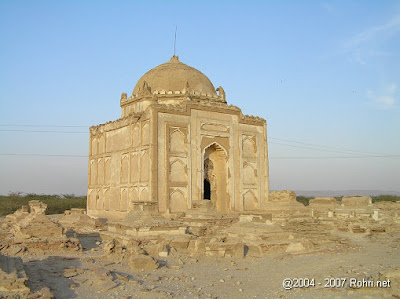 Aerial View of Qadir Bakhsh-jo-Qubo Graveyard 35-acre historical graveyard of Qadir Bakhsh-jo-Qubo near Rohri, Sindh, showing ancient tombs and arid landscape